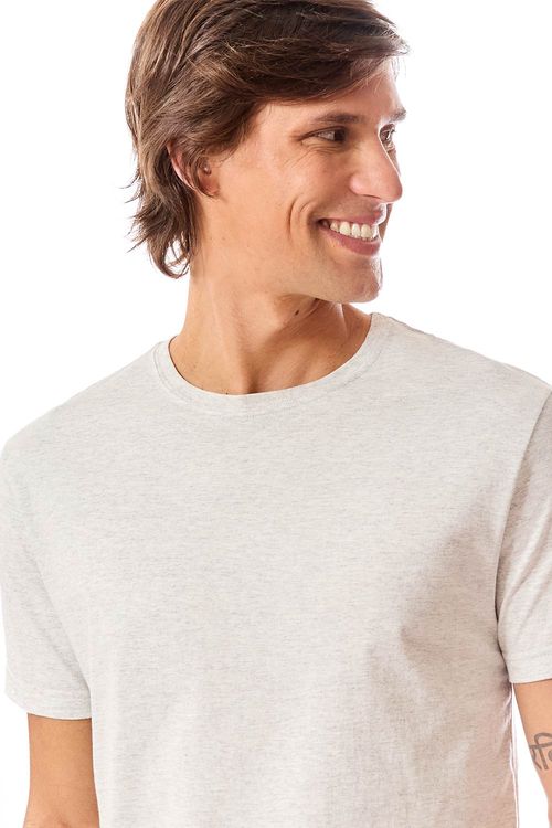 T-Shirt Básica Mescla Comfort Fit Cru