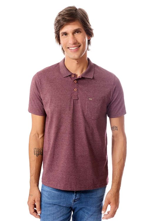 Polo Básica Fit Com Bolso Vinho