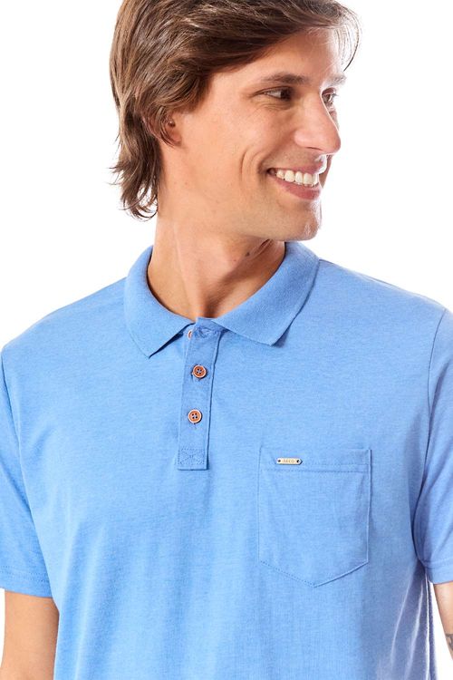 Polo Básica Fit Com Bolso Azul