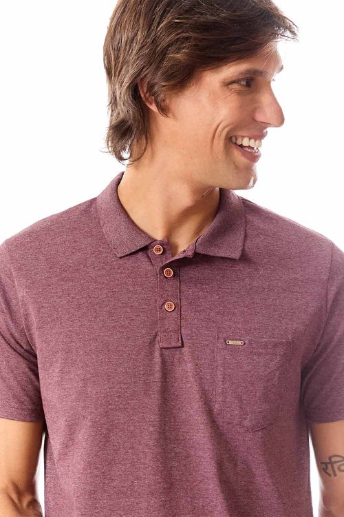 Polo Básica Fit Com Bolso Vinho