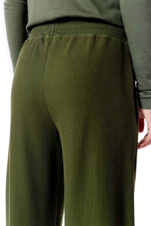 Calça Canelada Tricot Verde Militar