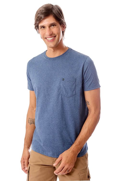 T-Shirt Comfort Com Bolso Azul Marinho