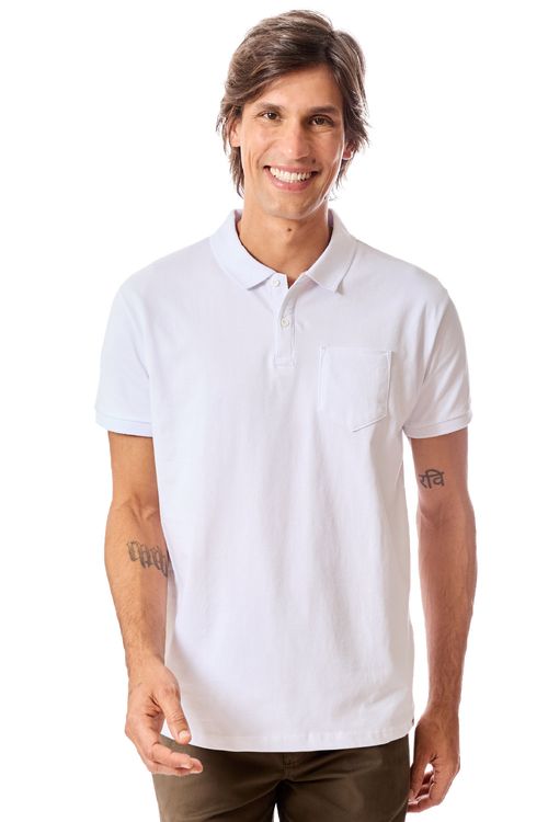 Polo Básica Comfort Flex Com Bolso Branco