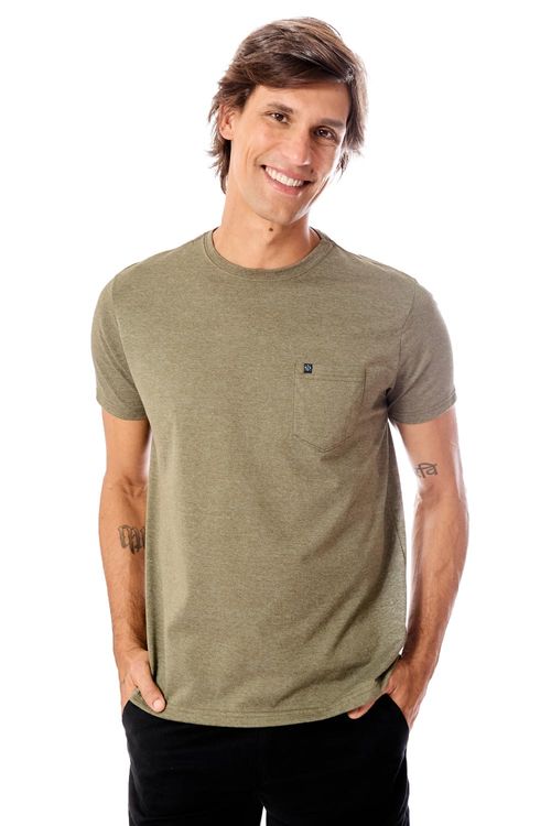 T-Shirt Comfort Com Bolso Verde Musgo