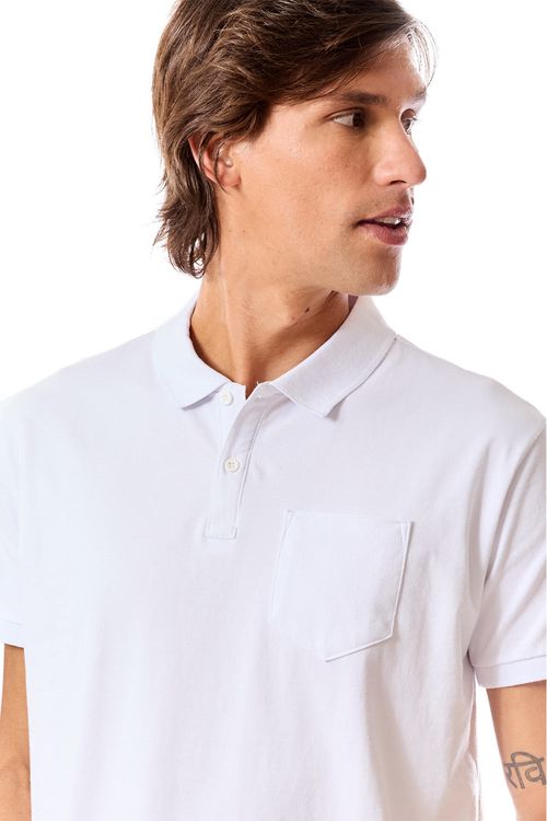 Polo Básica Comfort Flex Com Bolso Branco