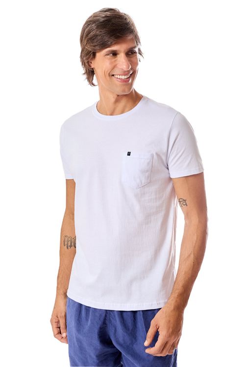 T-Shirt Básica Comfort Com Bolso Branca