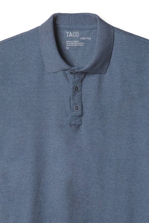 Polo Básica Fit Mescla Azul Marinho