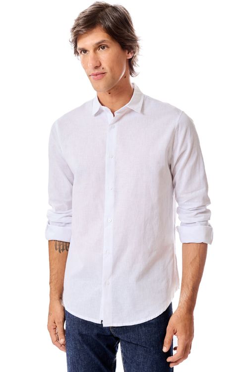 Camisa Linho Manga Longa Branca