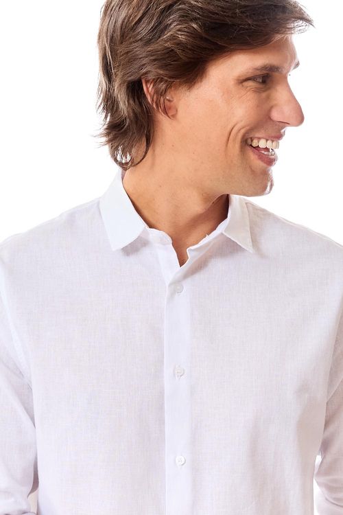 Camisa Linho Manga Longa Branca