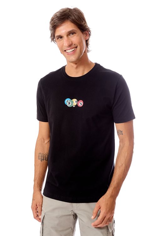 T-Shirt Estampada Bilhar Preta