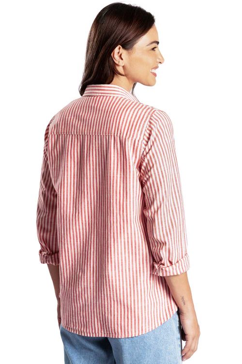 Camisa Listrada Premium Branca/Vermelha
