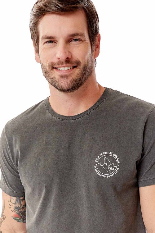 T-Shirt Estampada Stone Shark Fin Grafite