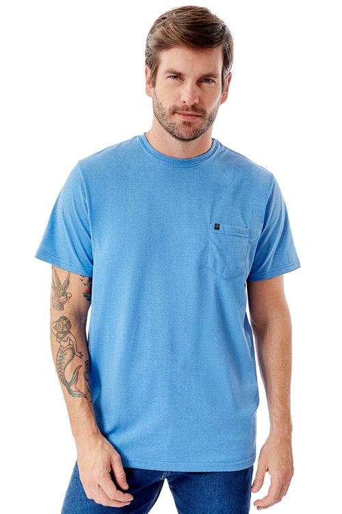 T-Shirt Básica Comfort Com Bolso Azul Royal