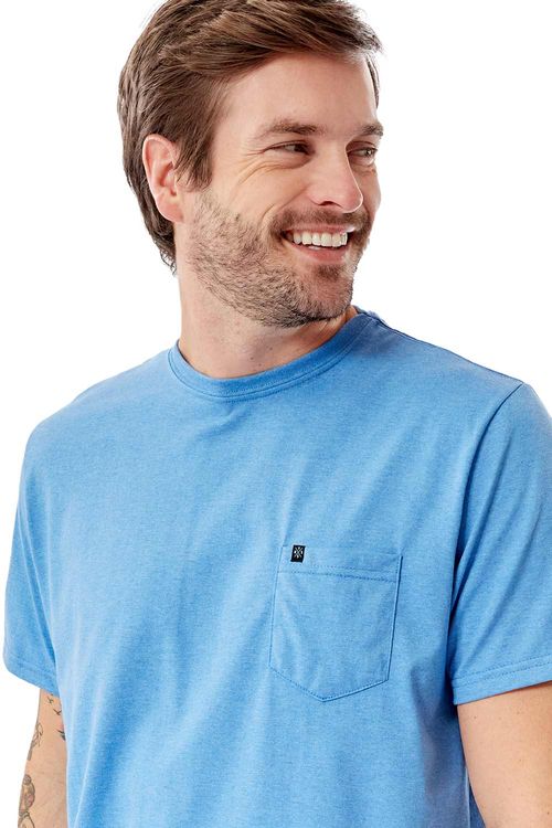 T-Shirt Básica Comfort Com Bolso Azul Royal
