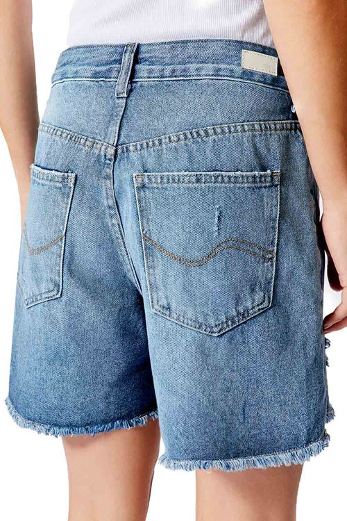 Bermuda Jeans Barra Desfiada Destroyer