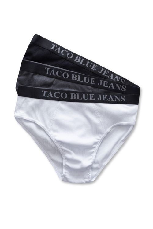 Kit De Cueca Slip Preto/Grafite/Branco