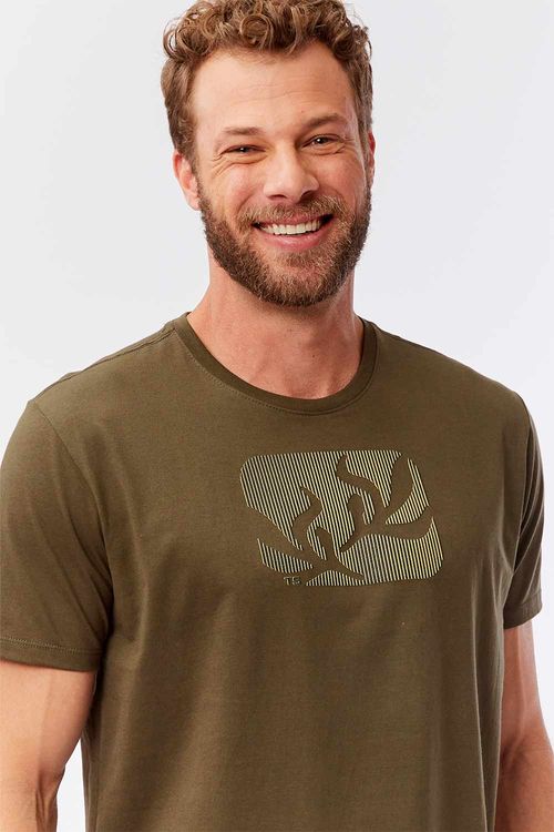 T-Shirt Estampada 3d Alga Verde Musgo