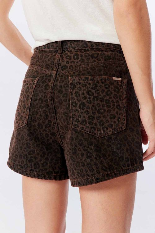 Short Color Estampado Onça Marrom