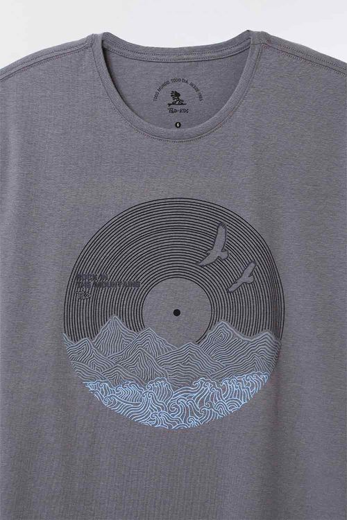 T-Shirt Infantil Estampada Flex Disco Em Relevo Grafite