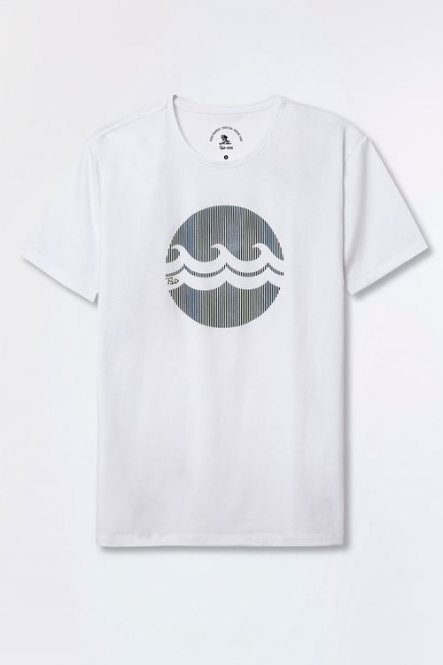 T-Shirt Infantil Estampada Flex Ondas 3d Branca