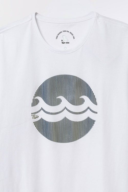 T-Shirt Infantil Estampada Flex Ondas 3d Branca
