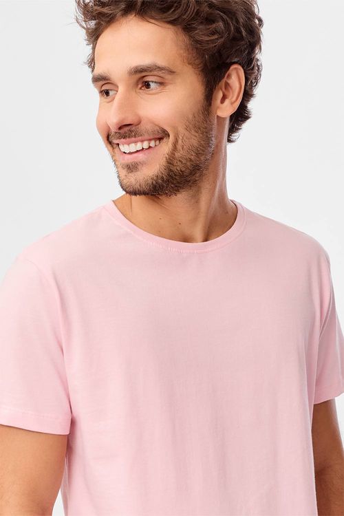T-Shirt Básica Fit Rosa Claro