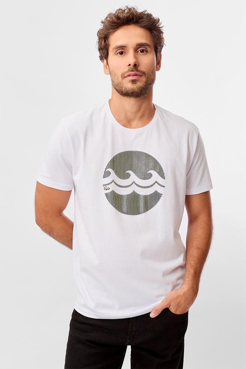 T-Shirt Estampada Flex Ondas 3d Branca