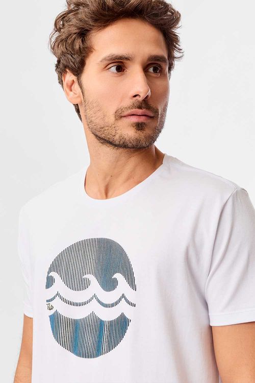 T-Shirt Estampada Flex Ondas 3d Branca