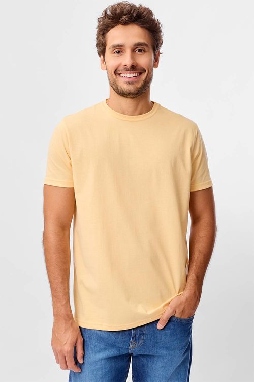 T-Shirt Básica Comfort Mescla Amarelo Claro