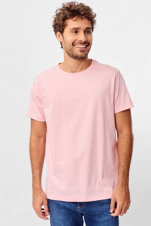 T-Shirt Básica Fit Rosa Claro