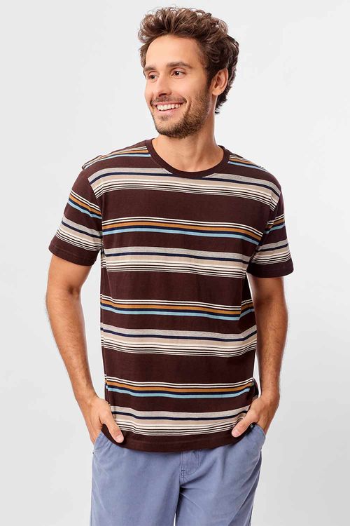T-Shirt Listrada Fio Tinto Vinho
