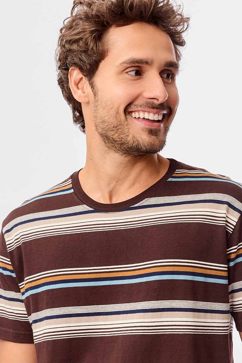 T-Shirt Listrada Fio Tinto Vinho