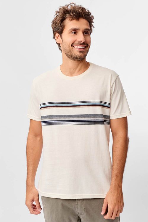 T-Shirt Listrada Color Fio Tinto Off White