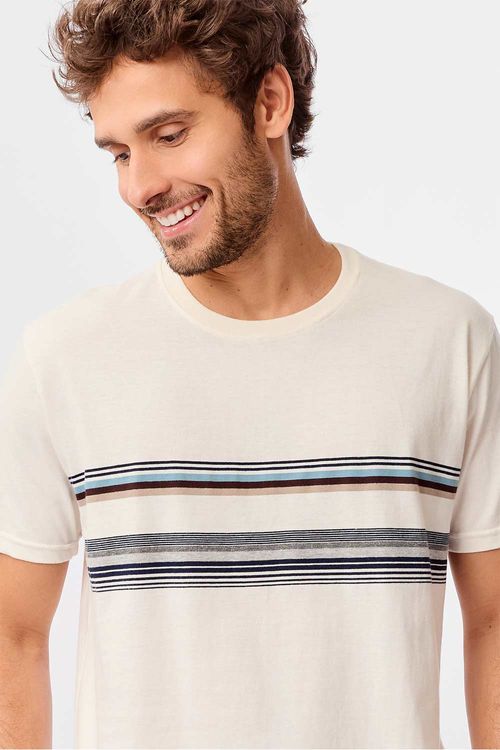 T-Shirt Listrada Color Fio Tinto Off White