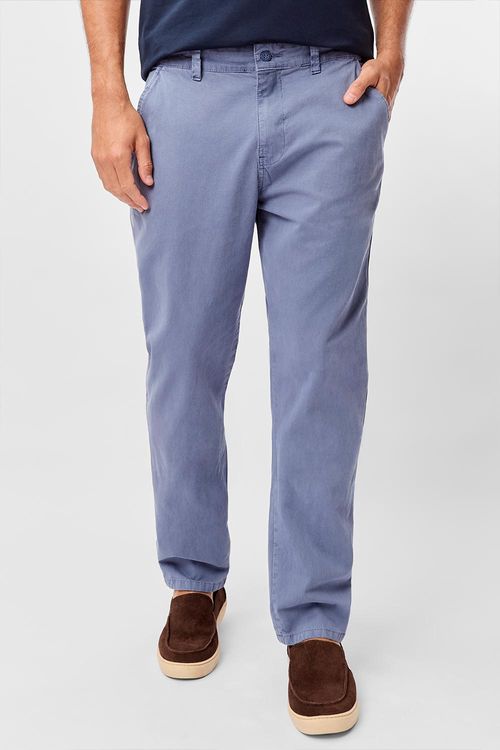 Calça Chino Estonada Azul Jeans