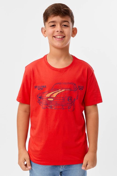 T-Shirt Infantil Estampada Car Vermelha