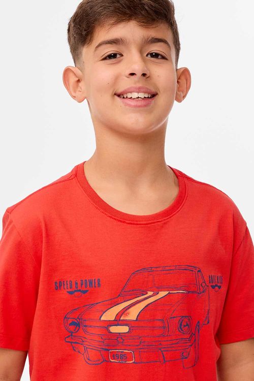 T-Shirt Infantil Estampada Car Vermelha