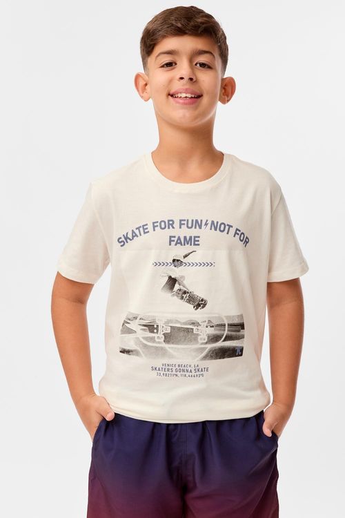 T-Shirt Infantil Estampada Skaters Off White