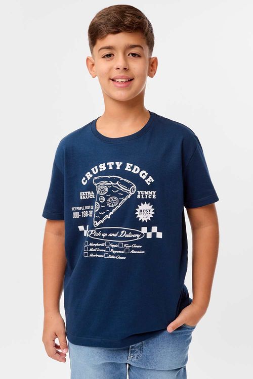 T-Shirt Infantil Estampada Delivery Azul Marinho