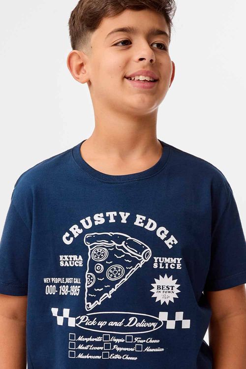 T-Shirt Infantil Estampada Delivery Azul Marinho