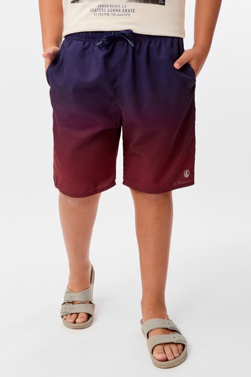 Short Infantil Estampado Degradê Azul Marinho/Vermelho