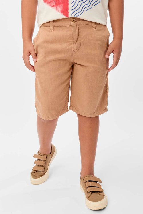 Bermuda Chino Infantil Fio Tinto Khaki