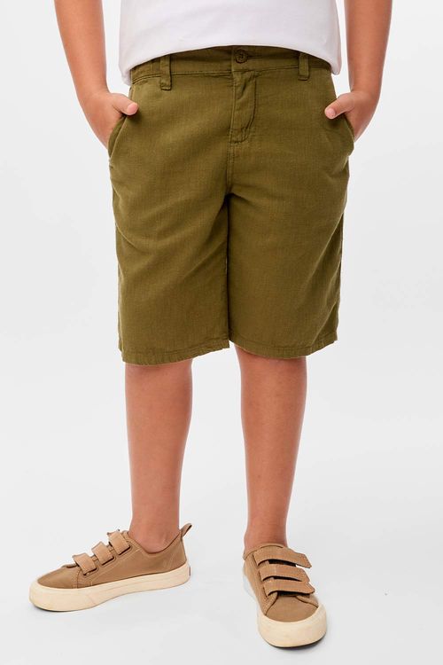 Bermuda Chino Infantil Fio Tinto Verde