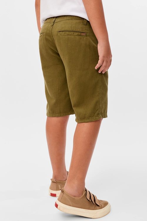 Bermuda Chino Infantil Fio Tinto Verde