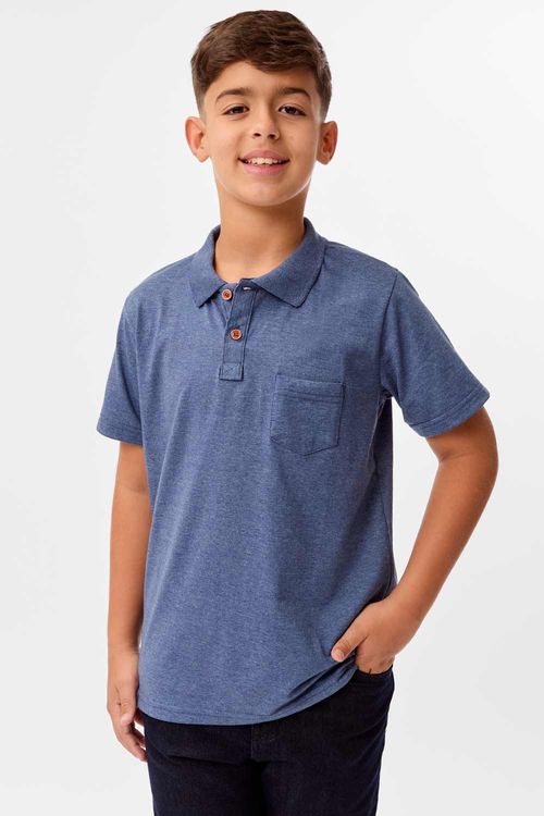 Polo Infantil Básica Azul Marinho