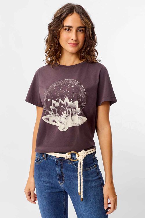 Blusa Estampada Flor Preta