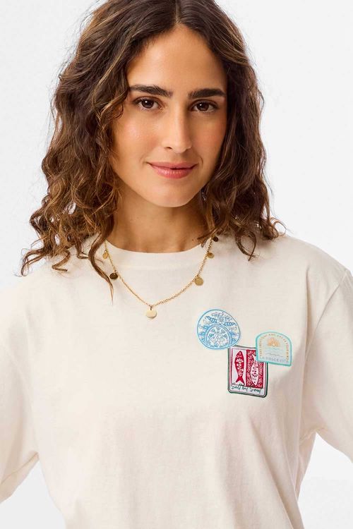 Blusa Estampada Patches Off White