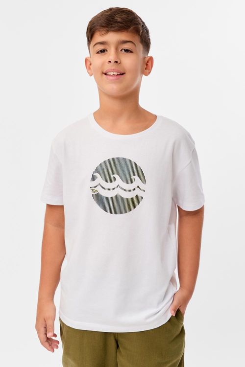 T-Shirt Infantil Estampada Flex Ondas 3d Branca