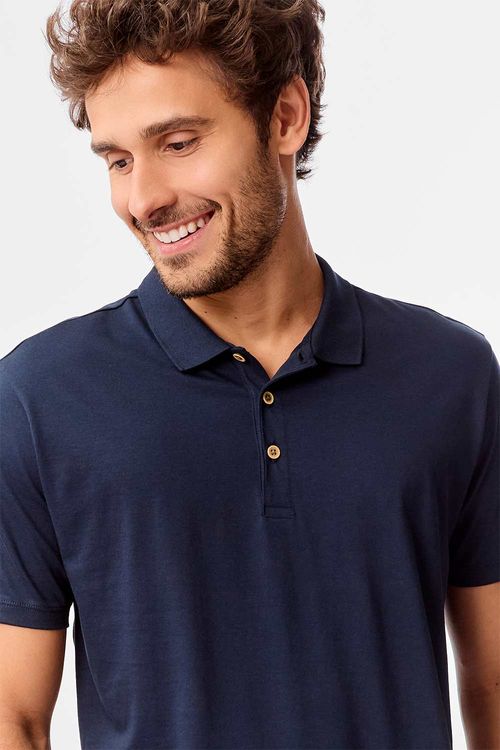 Polo Pima Azul Marinho