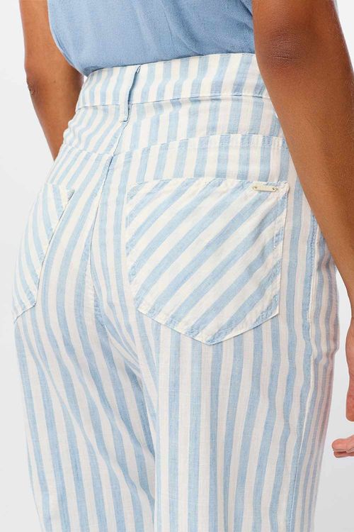 Calça Color Listrada Azul Claro/Branco